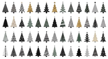 Obraz premium Collection of decorative Christmas trees with various patterns