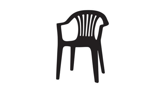 Plastic chair silhouette vector flat illustration design on white background. 