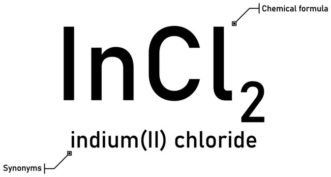 Indium (II) chloride chemical formula with callout titles