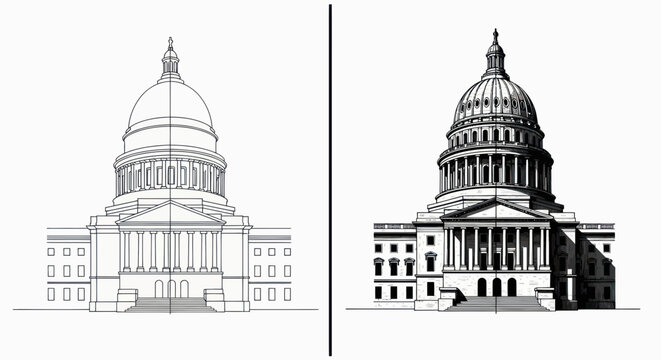 Sketch to Artwork: US Capitol Building Drawing Evolution