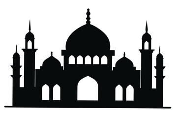 Fototapeta premium Monumental Mosque Facade Silhouette with Layered Details