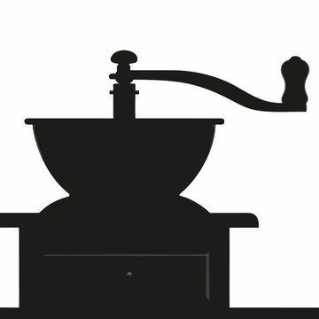 Old manual coffee grinder drawer handle silhouette