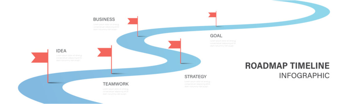 Modern milestone diagram with road journey concept with 5 step. Infographic template for business presentation slide.