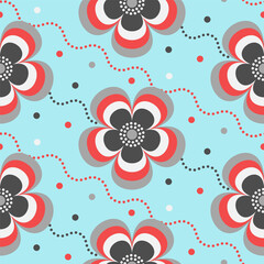 Retro floral Mid Century modern stylized flowers, 1970s mod seamless vector pattern illustration. For home decor, wallpapers, fabrics and textile.