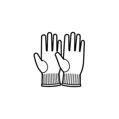 Fototapeta premium Black and white outline of knitted winter gloves