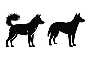 Dog silhouettes: husky and german shepherd poses © Sadek