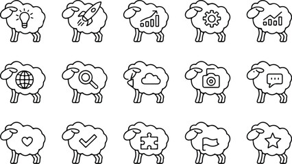 Sheep Silhouette Icon Collection Set © logodesign11