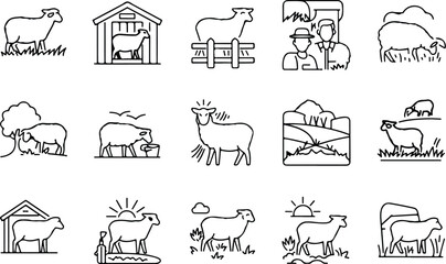 Sheep Silhouette Icon Collection Set © logodesign11