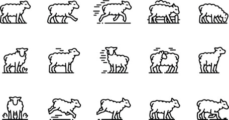 Sheep Silhouette Icon Collection Set © logodesign11