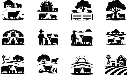Sheep Silhouette Icon Collection Set © logodesign11
