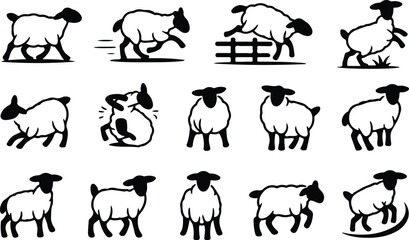 Sheep Silhouette Icon Collection Set © logodesign11
