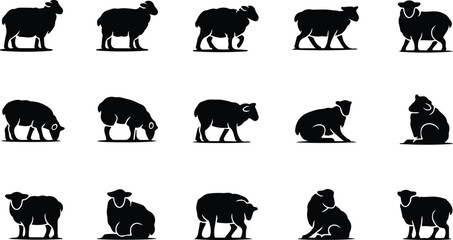 Sheep Silhouette Icon Collection Set © logodesign11