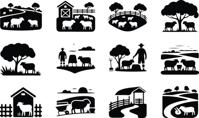 Sheep Silhouette Icon Collection Set © logodesign11
