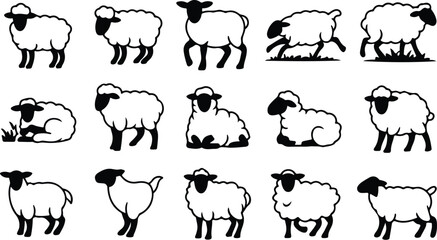 Sheep Silhouette Icon Collection Set © logodesign11