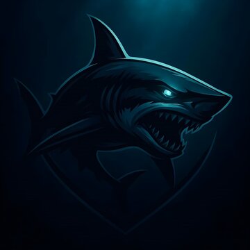 Great White Shark Predator Emblem Logo
