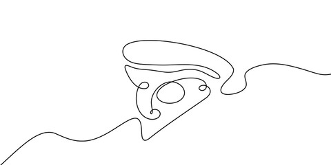 Obraz premium Continuous line pizza vector slice icon cheese food hand drawn background sketch. Illustration pizza vector set isolated pizzeria outline symbol doodle italy menu eat piece art design logo italian