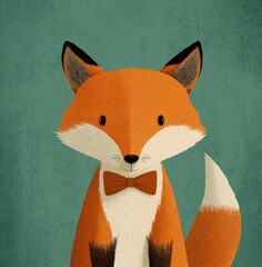 Fototapeta premium a cute fox with a bow tie