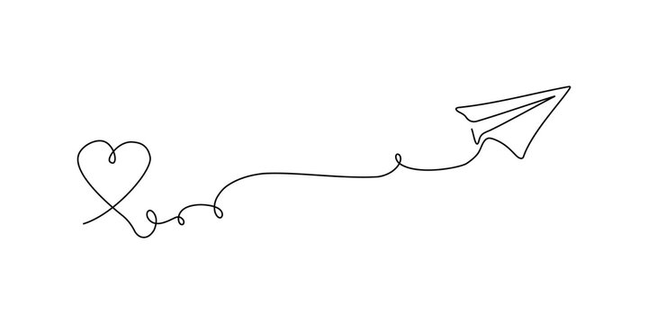 Line art continuous icon plane heart outline illustration one sketch calendar vector. doodle line art travel single lineart trip paper time background agenda business schedule airplane drawing drawn