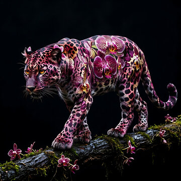 leopard on a black background