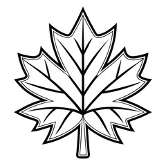 Obraz premium Maple leaf cartoon line art silhouette vector 