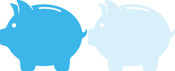 Fototapeta premium Blue line set single icon piggy bank savings concept