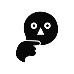 Obraz premium Black and white face with hand pointing to nose