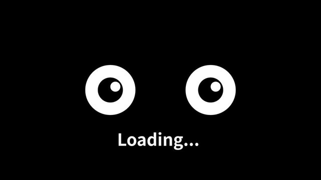 Cute Googly Eyes Loading Screen Animation on Black Background &mdash; Seamless Loop Motion Graphic