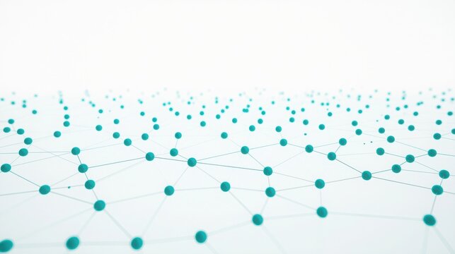 3D digital network grid with glowing turquoise nodes