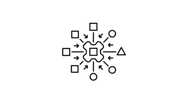 Centralized Data Processing Concept: Diverse Inputs Converging to a Core Unit
