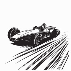 Naklejka premium Retro Formula Racing Car Fast Speed Silhouette Design Vector