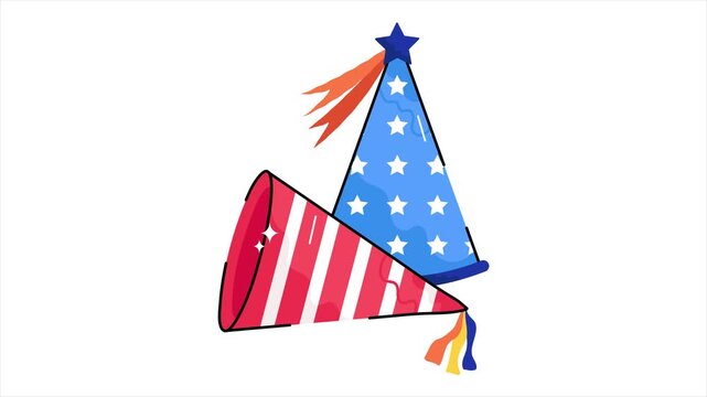 Celebration cap   MP4 Flat Animations on white background. 
