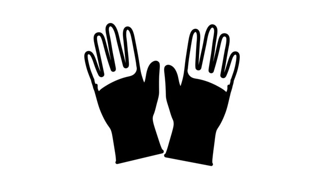 Black silhouette of two hands raised up in surrender or celebration on white background