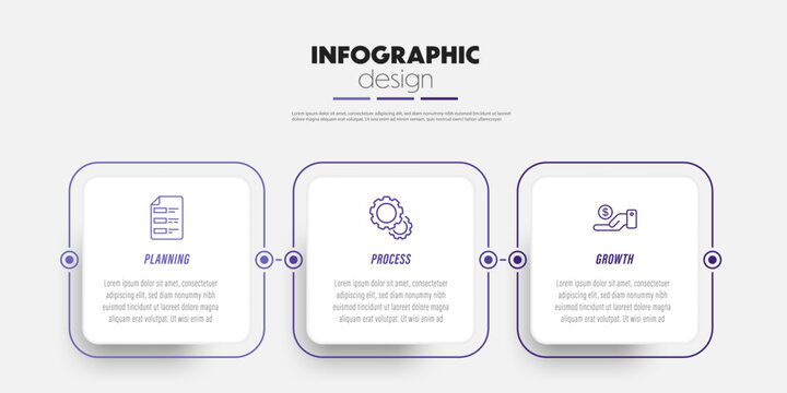 Presentation infographic template with concept business icon 3step colorful square shape.