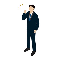 Obraz premium Isometric Businessman Celebrating Success with Fist Pump Flat Illustration