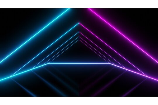 Neon, glowing, blue and pink, laser light lines, abstract background, futuristic design element, technology and music visual, nightclub or rave decoration