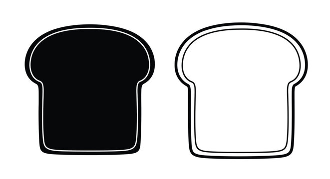 A pair of bread slices one filled and one outlined in black