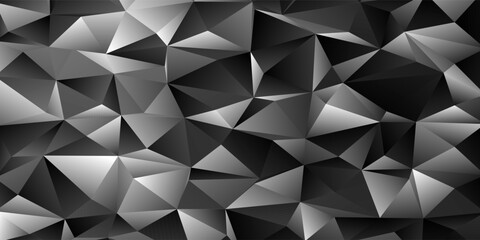 Fototapeta premium Monochrome Low Poly Geometric Background With Abstract 3D Triangular Facets And Gradient Shadows