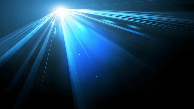 A stunning video showcasing a bright light shining through a dark tunnel with blue rays.