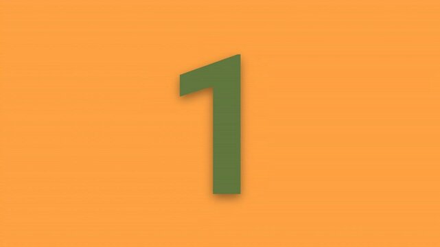 An animated colorful countdown timer from five to one over an orange textured background