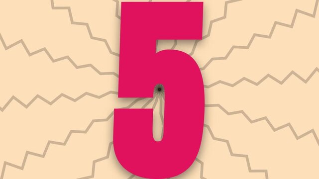 An animated colorful countdown timer from ten to one with dynamic zigzag background lines