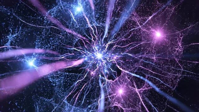 Abstract glowing lines and particles