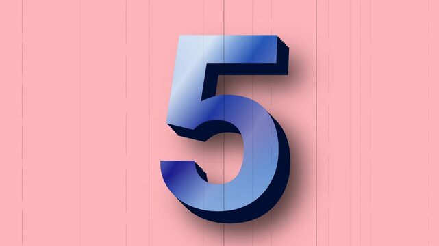 An animated colorful countdown timer with blue 3D numbers on a pink background