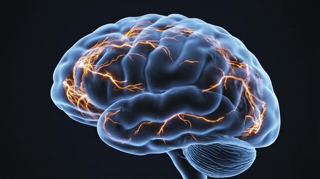 Human brain with neural activity
