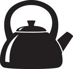Obraz premium Black kettle icon, tea kettle silhouette, kitchen utensil, cooking symbol