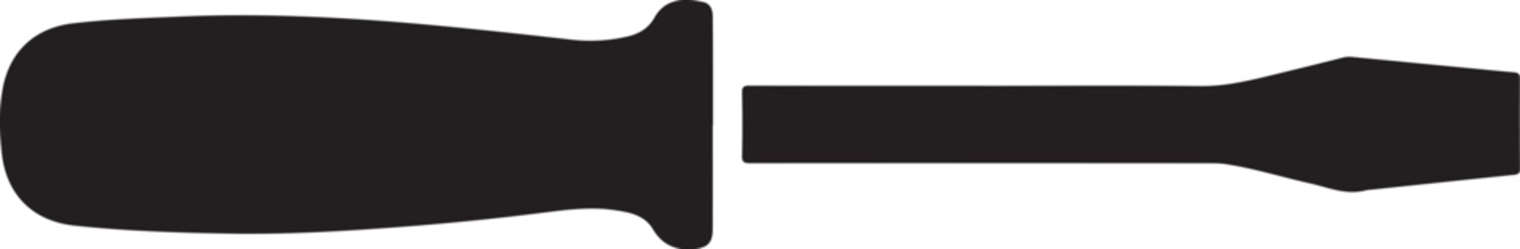 Screwdriver icon, flat design, black tool, vector illustration