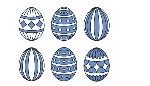 A set of blue and white Easter eggs illustration