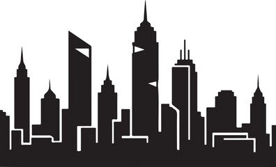 Obraz premium City skyline, urban landscape, black silhouette, modern cityscape, vector illustration