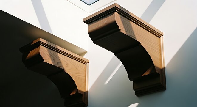 Wooden Corbels with Sunlight and Shadow