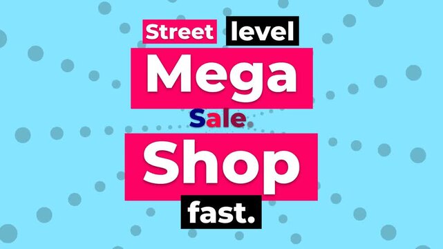 Dynamic Mega Sale Motion Graphic with bold animated text over a blue dotted background