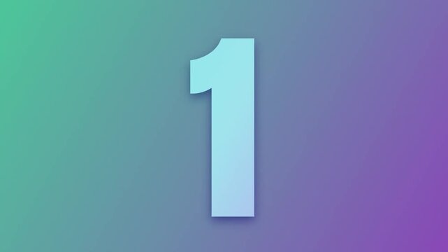 Animated colorful countdown timer from 5 to 1 on a vibrant green and purple gradient background
